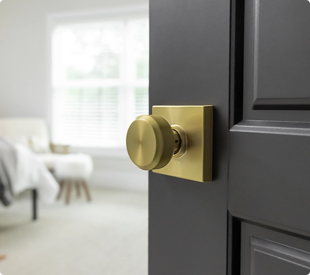 Modern gold bedroom door lock. 