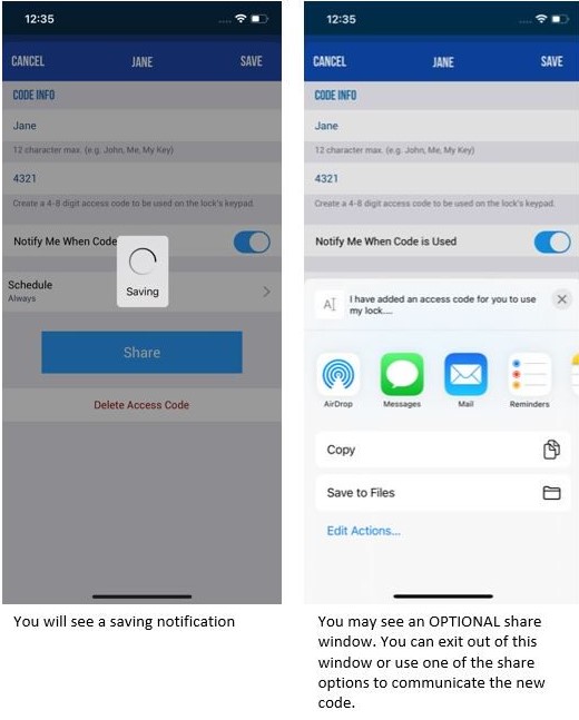 How do I create and manage access codes in the Schlage Home app?
