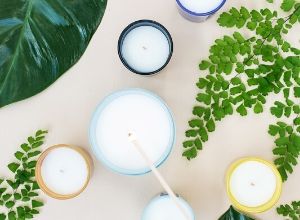 Candles and greenery.