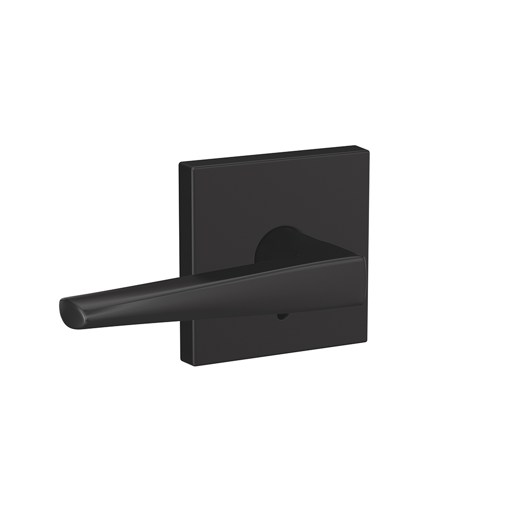 Schlage Custom Eller lever with Collins trim in Matte Black;