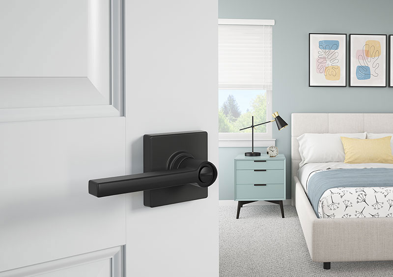 modern door lever in matte black