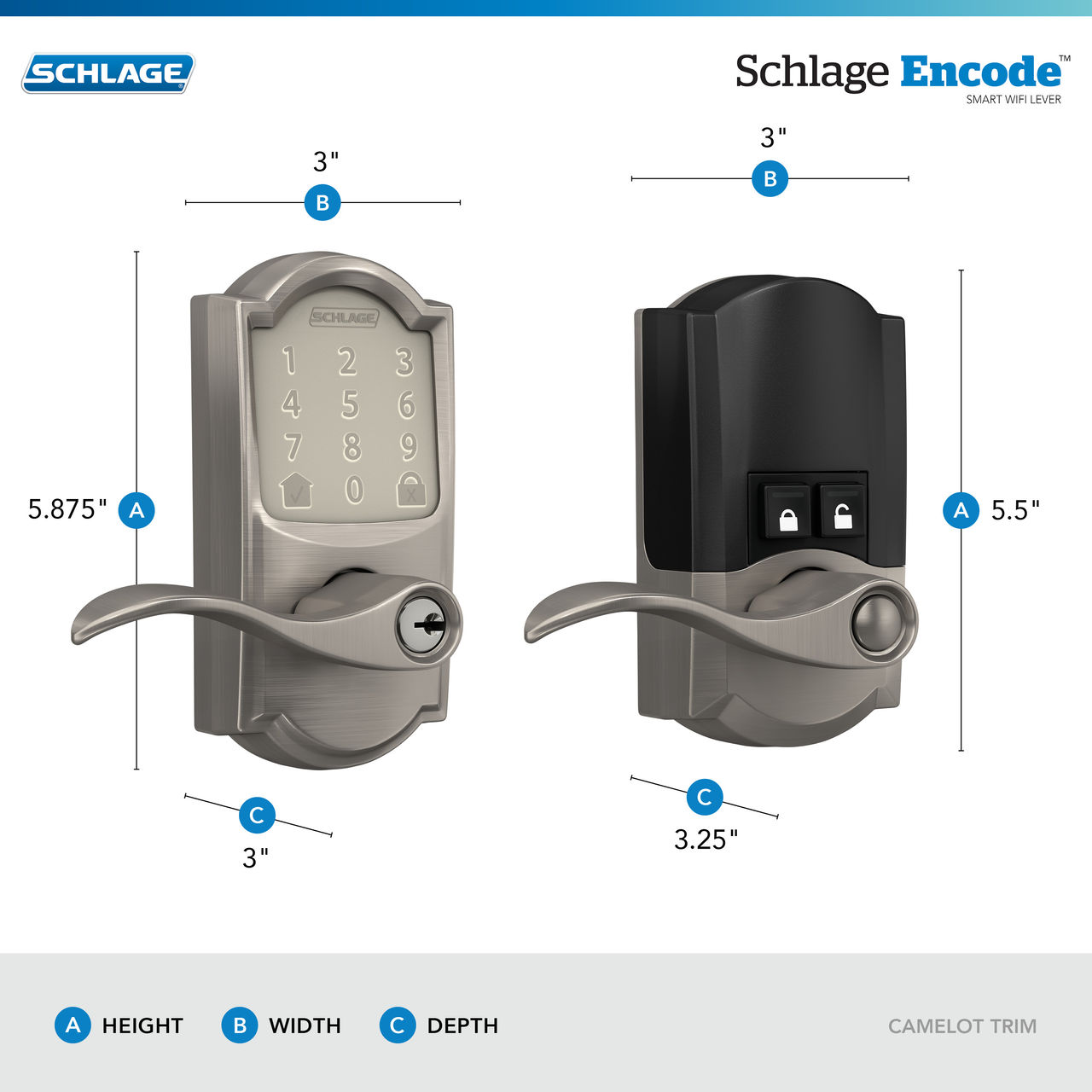 Schlage Encode™ Smart WiFi Lever with Accent Lever