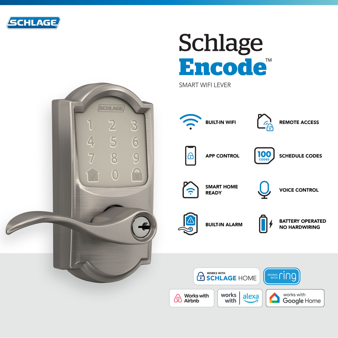 Schlage Encode™ Smart WiFi Lever with Accent Lever