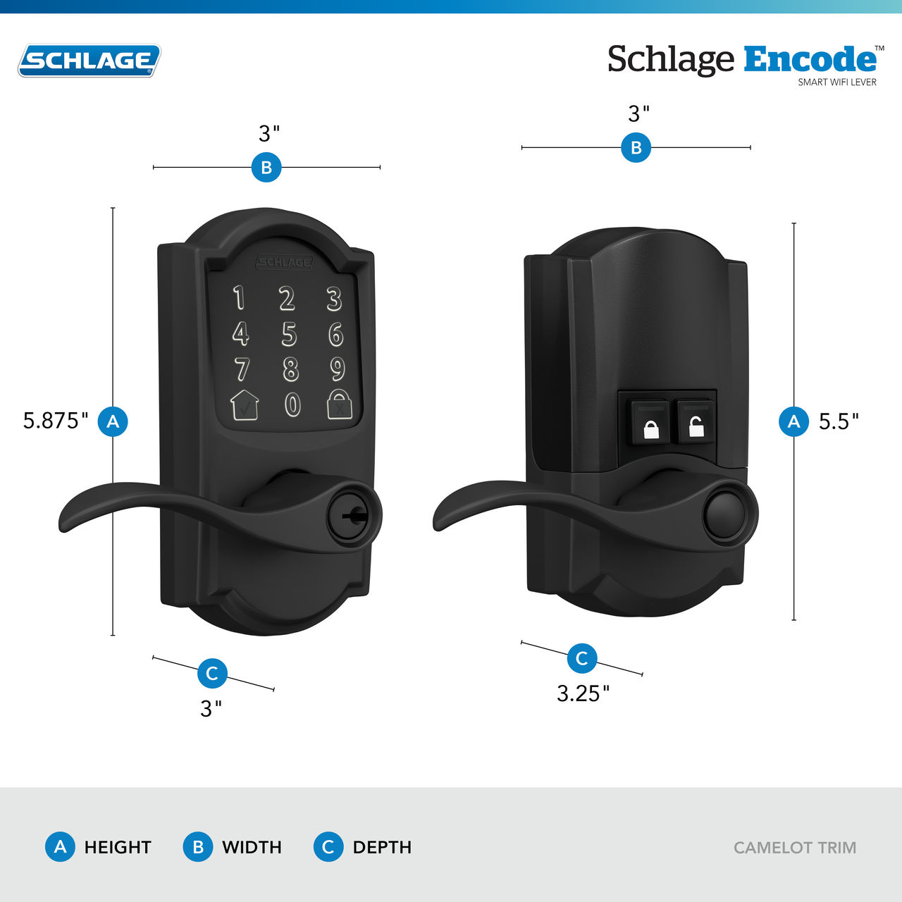 Schlage Encode™ Smart WiFi Lever with Accent Lever
