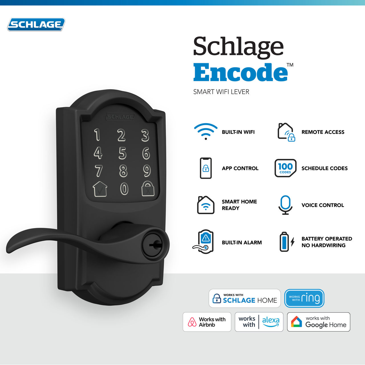 Schlage Encode™ Smart WiFi Lever with Accent Lever