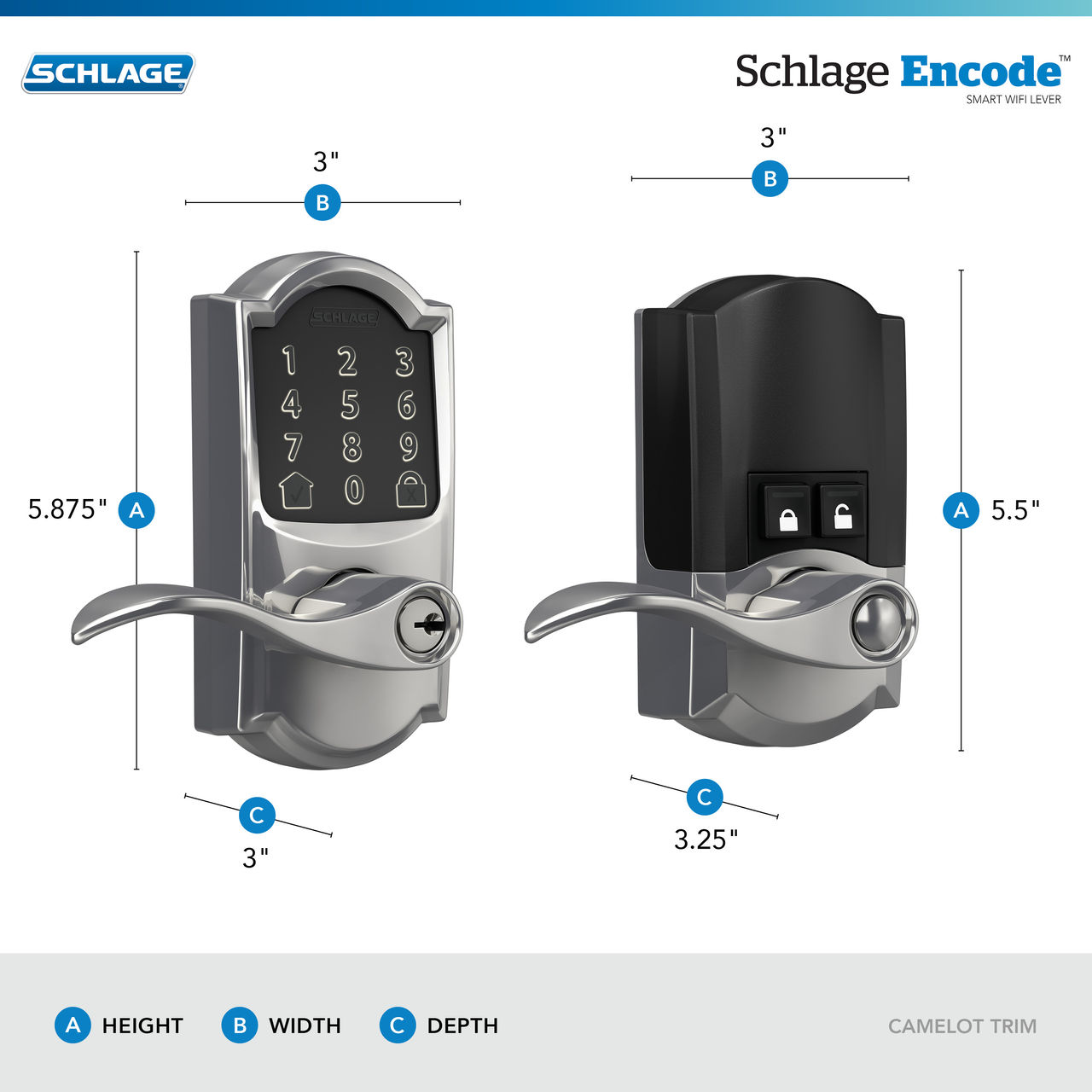 Schlage Encode™ Smart WiFi Lever with Accent Lever