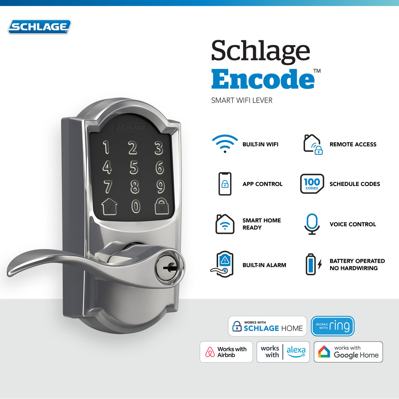 Schlage Encode™ Smart WiFi Lever with Accent Lever