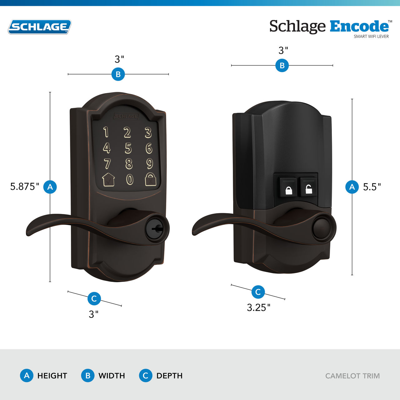 Schlage Encode™ Smart WiFi Lever with Accent Lever