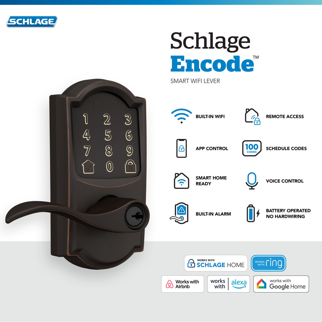 Schlage Encode™ Smart WiFi Lever with Accent Lever
