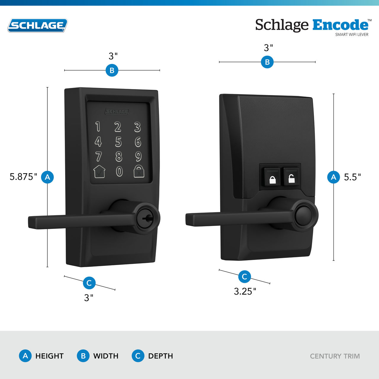 Schlage Encode™ Smart WiFi Lever with Latitude Lever