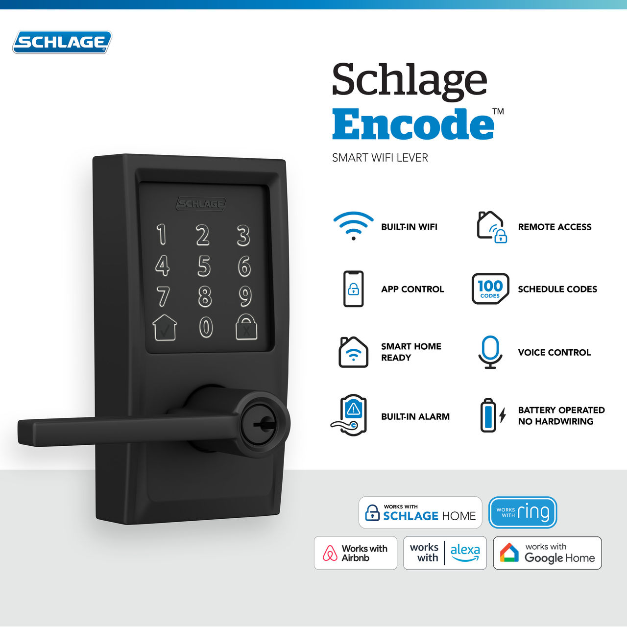 Schlage Encode™ Smart WiFi Lever with Latitude Lever