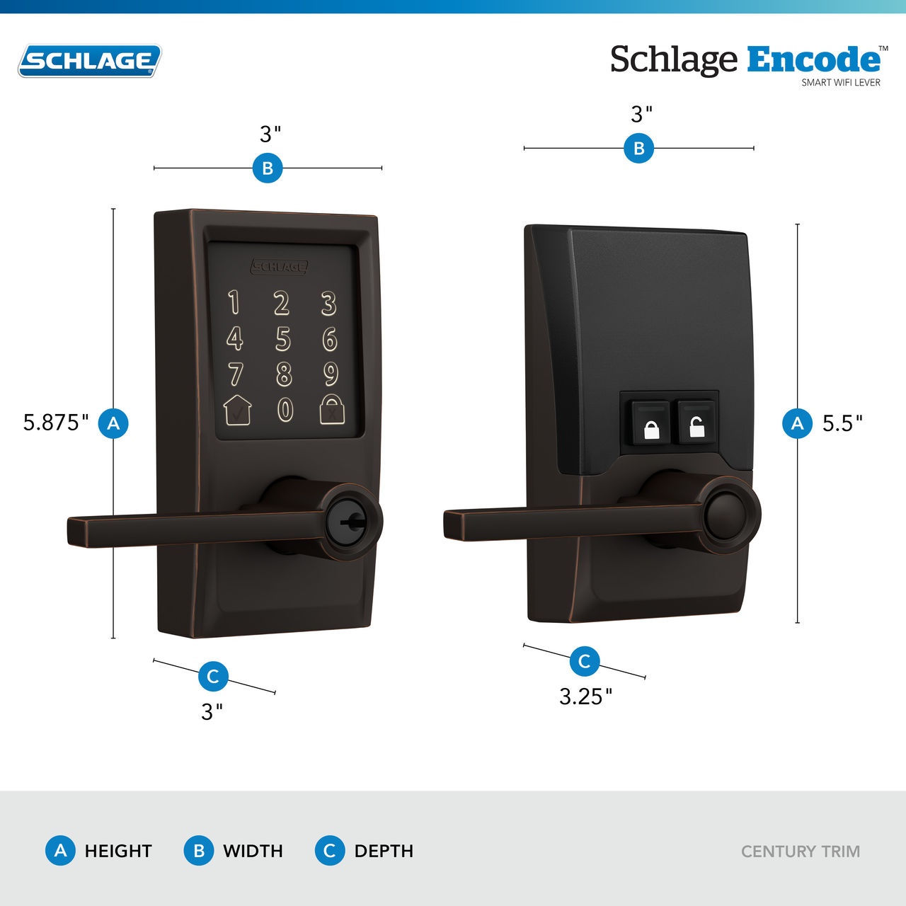Schlage Encode™ Smart WiFi Lever with Latitude Lever