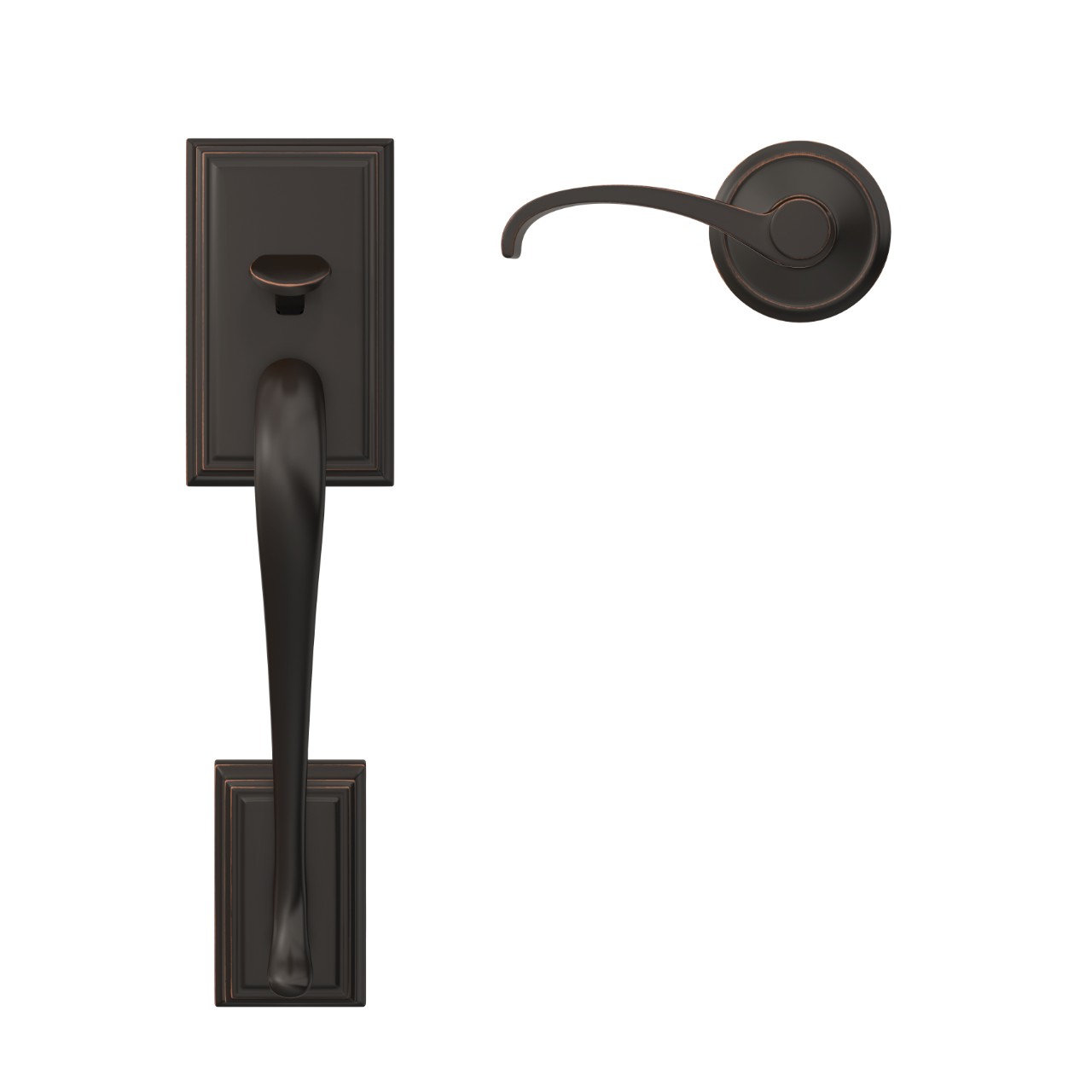 Custom Front Entry Handle and Whitney Lever with Alden Trim