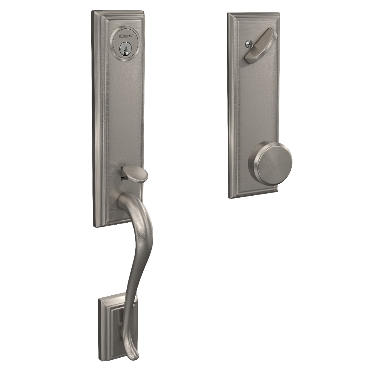 Custom 3/4 Trim Single Cylinder Handleset and Bowery Knob with Addison Trim