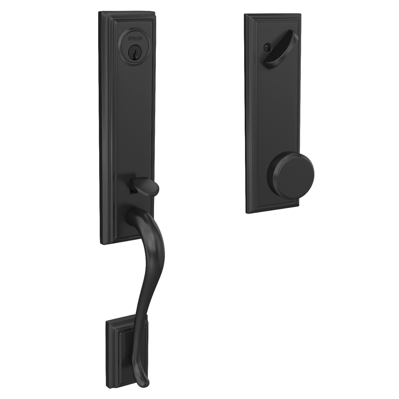 Custom 3/4 Trim Single Cylinder Handleset and Bowery Knob with Addison Trim
