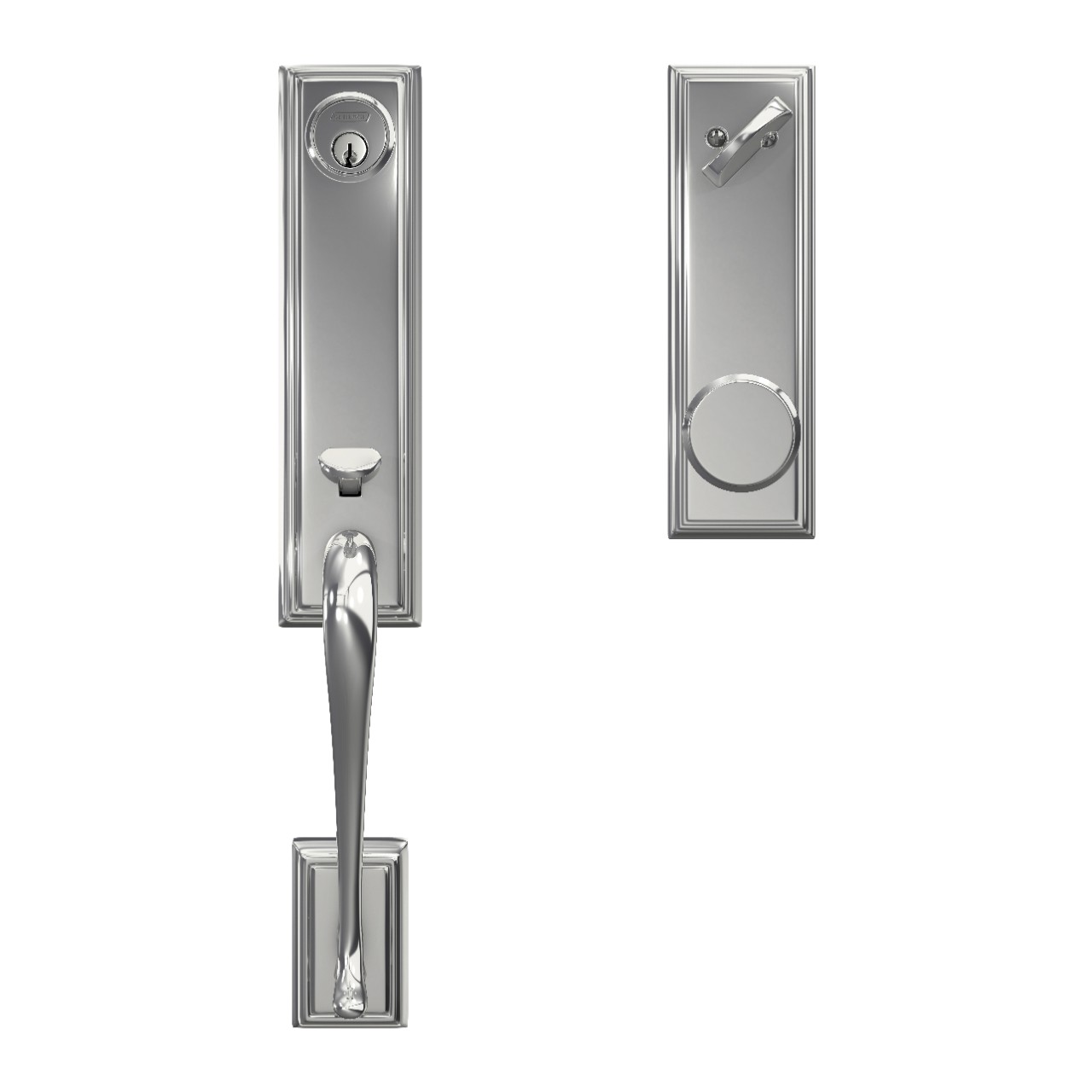 Custom 3/4 Trim Single Cylinder Handleset and Bowery Knob with Addison Trim
