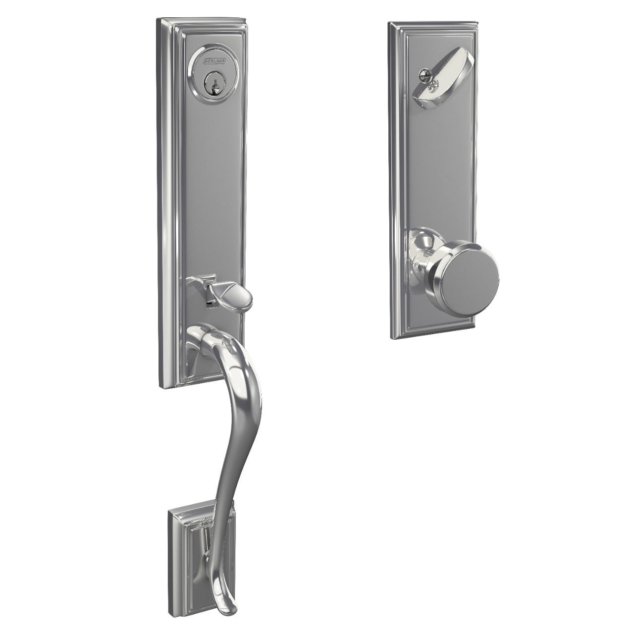 Custom 3/4 Trim Single Cylinder Handleset and Bowery Knob with Addison Trim