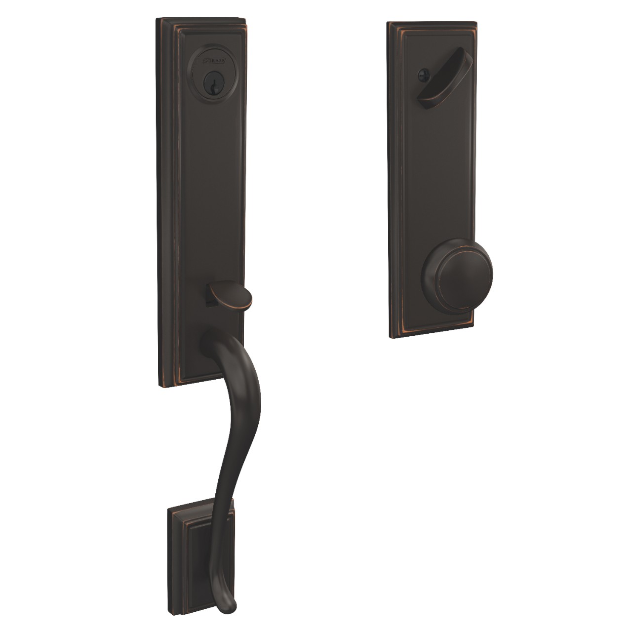 Custom 3/4 Trim Single Cylinder Handleset and Andover Knob with Addison Trim