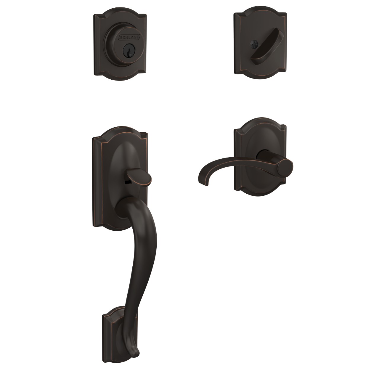 Custom Single Cylinder Handleset and Whitney Lever with Camelot Trim
