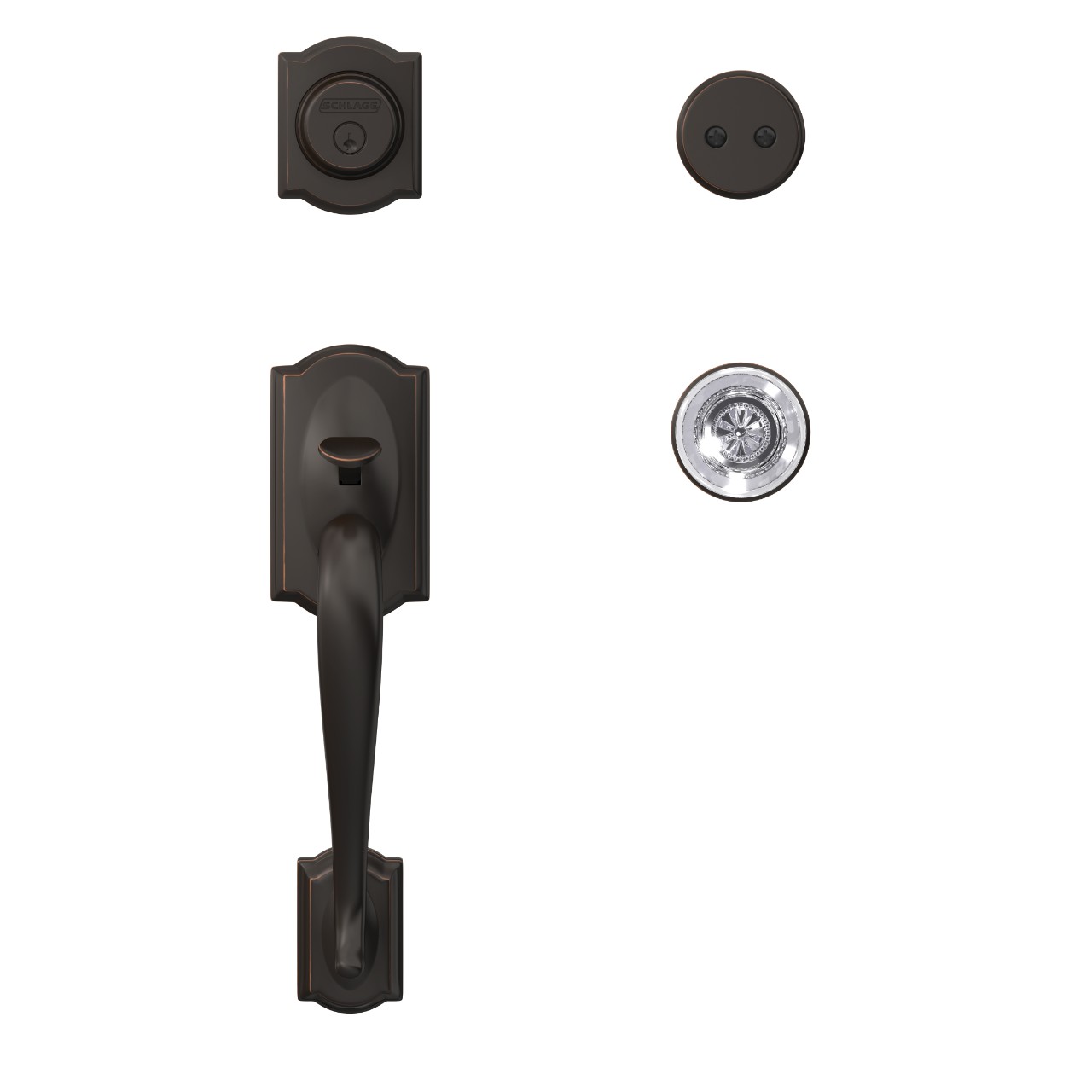Custom Inactive Handleset and Hobson Glass Knob with Kinsler Trim