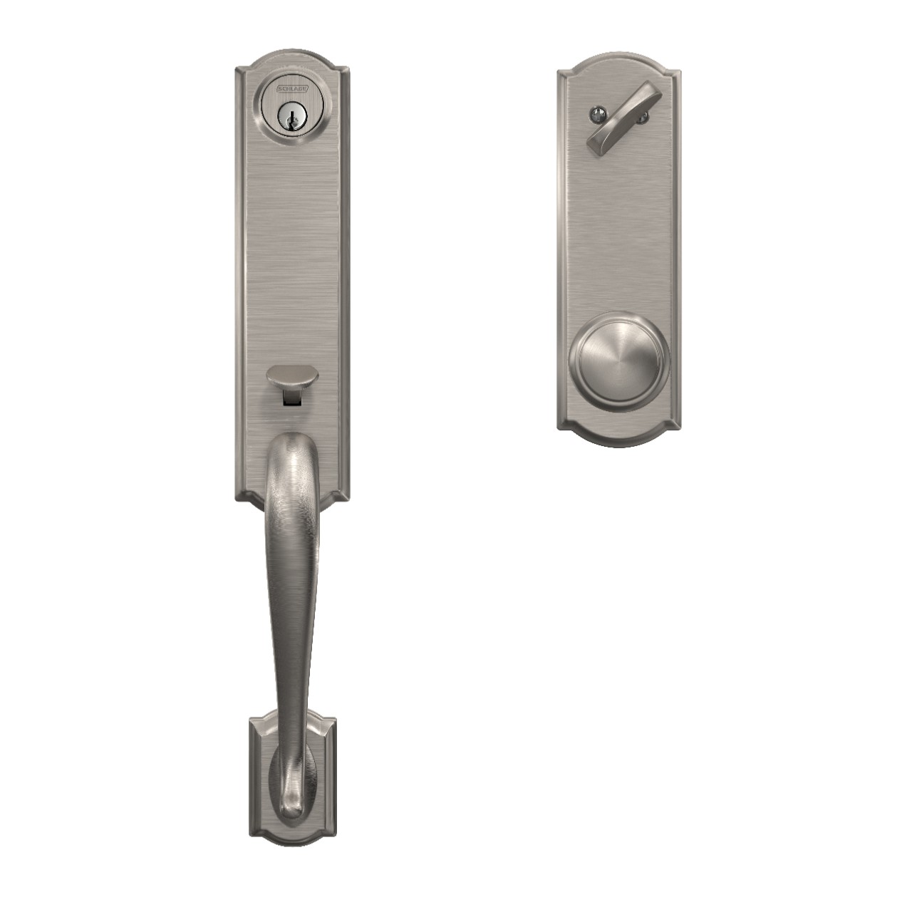 Custom 3/4 Trim Single Cylinder Handleset and Andover Knob with Camelot Trim