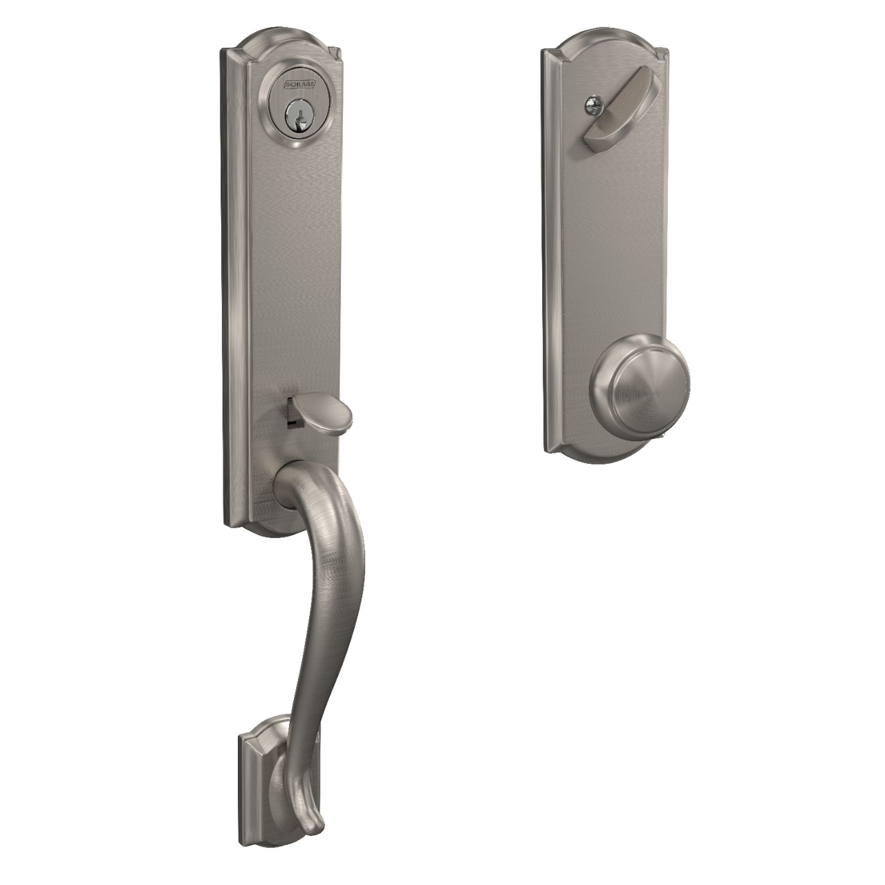 Custom 3/4 Trim Single Cylinder Handleset and Andover Knob with Camelot Trim