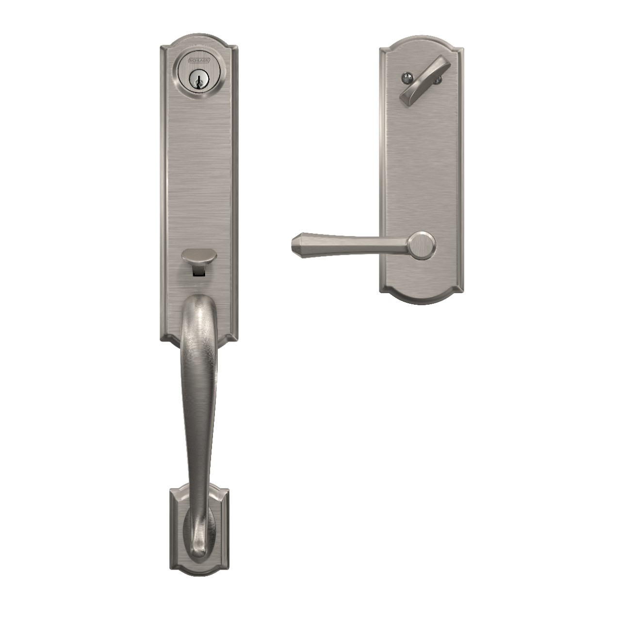 Custom 3/4 Trim Single Cylinder Handleset and Dempsey Lever with Camelot Trim