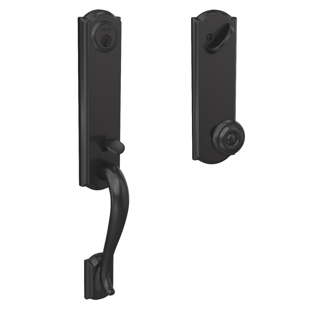 Custom 3/4 Trim Single Cylinder Handleset and Georgian Knob with Camelot Trim