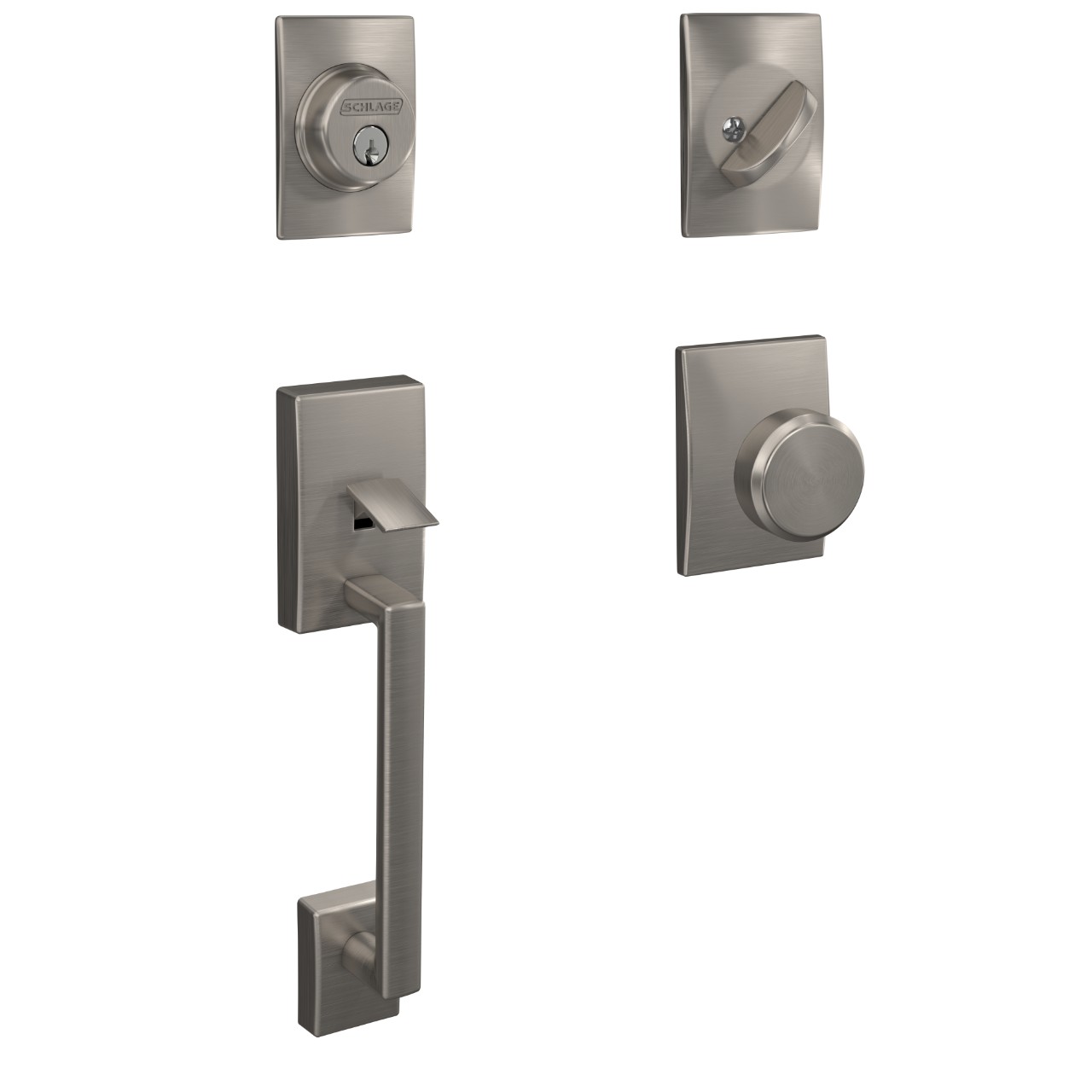 Custom Single Cylinder Handleset and Bowery Knob with Century Trim