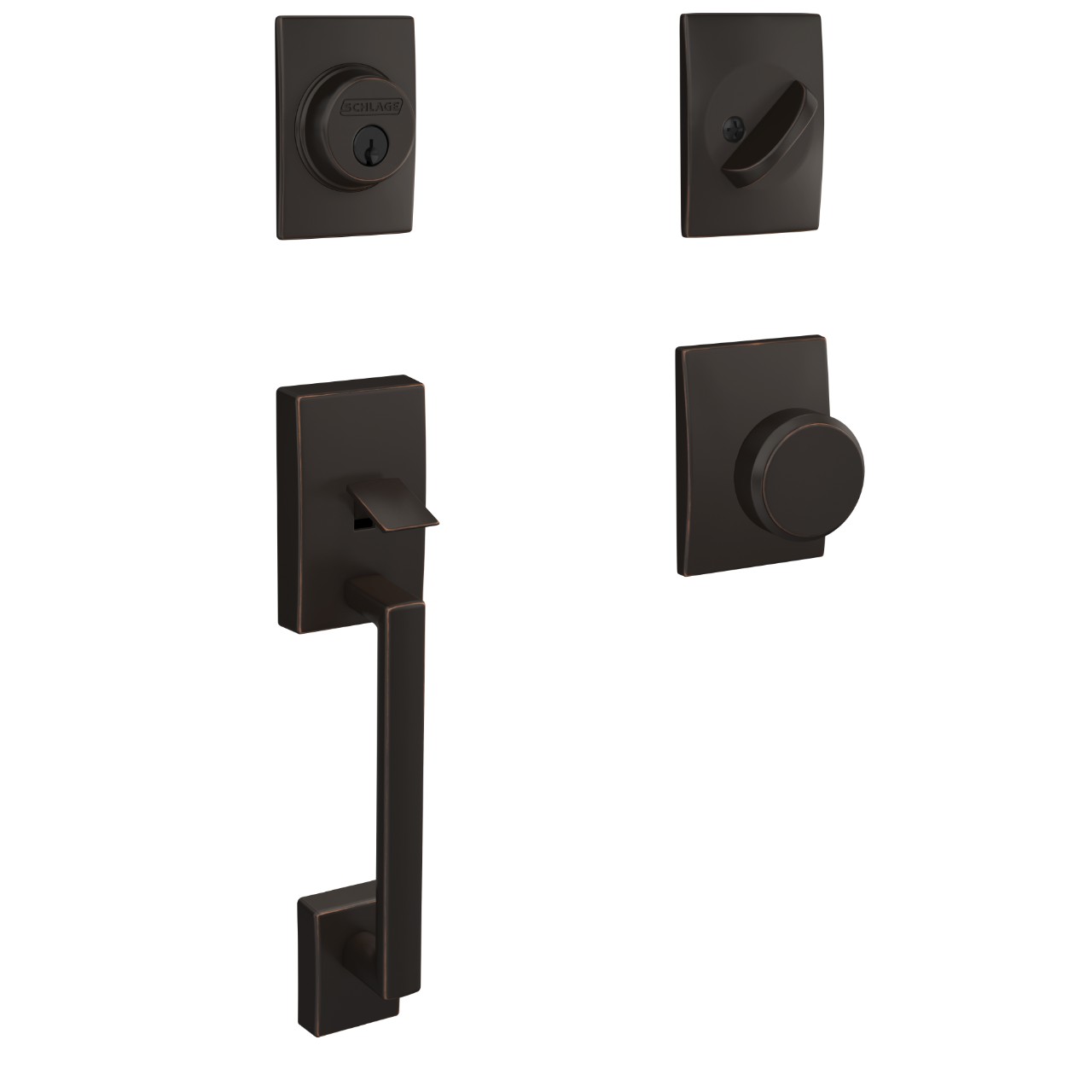 Custom Single Cylinder Handleset and Bowery Knob with Century Trim