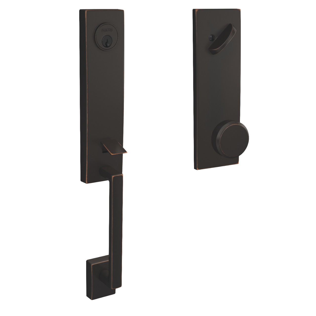 Custom 3/4 Trim Single Cylinder Handleset and Bowery Knob with Century Trim
