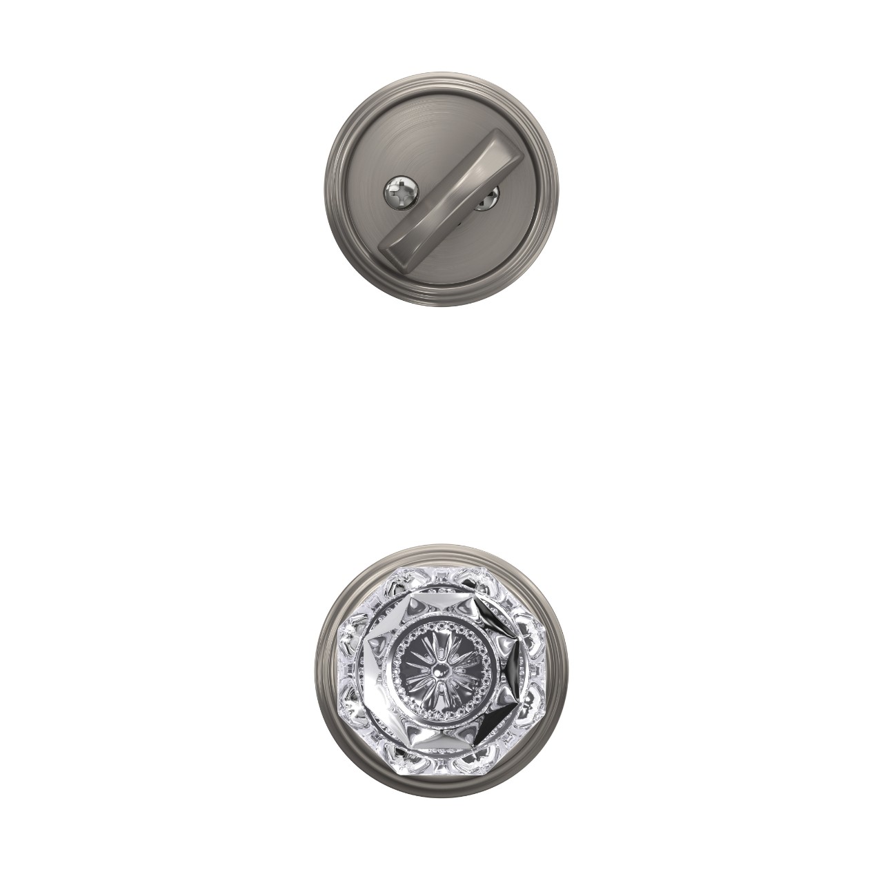 Single Cylinder Handleset Interior with Alexandria Glass Knob