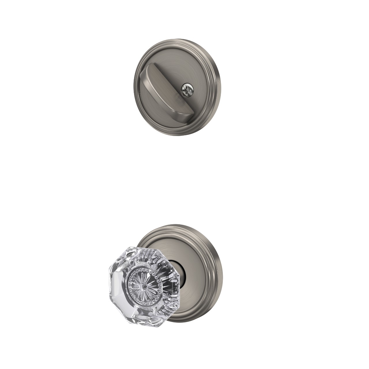 Single Cylinder Handleset Interior with Alexandria Glass Knob