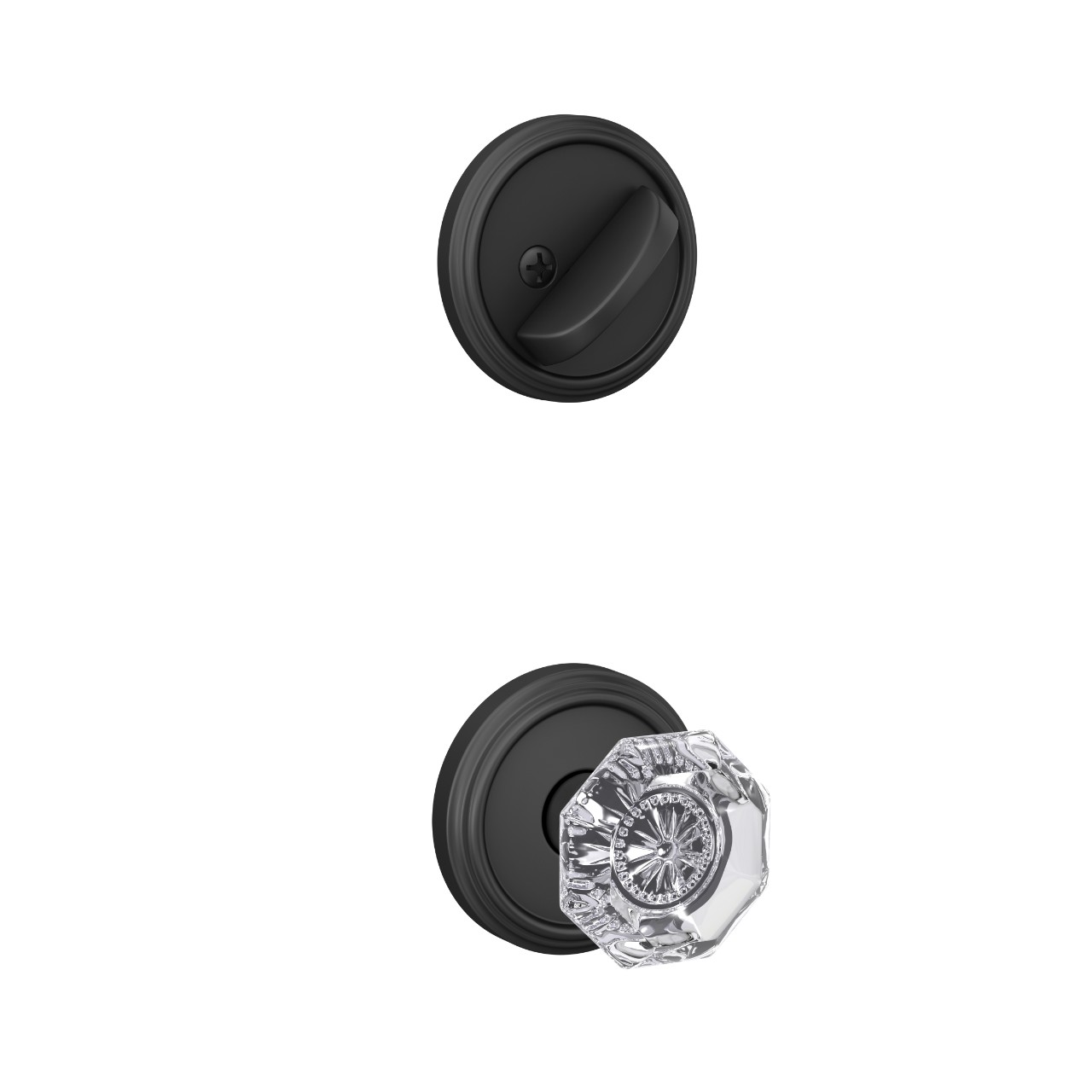 Single Cylinder Handleset Interior with Alexandria Glass Knob
