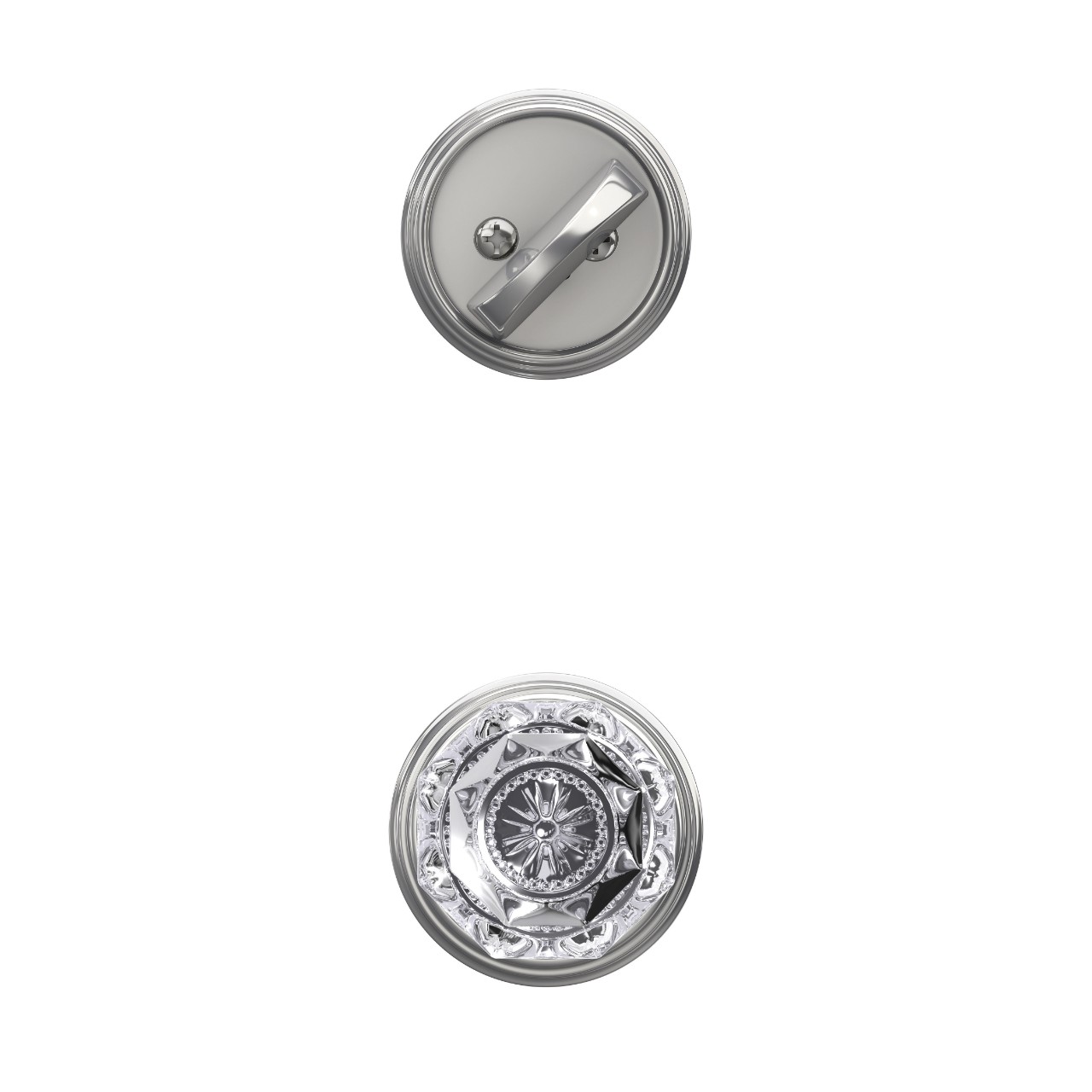 Single Cylinder Handleset Interior with Alexandria Glass Knob