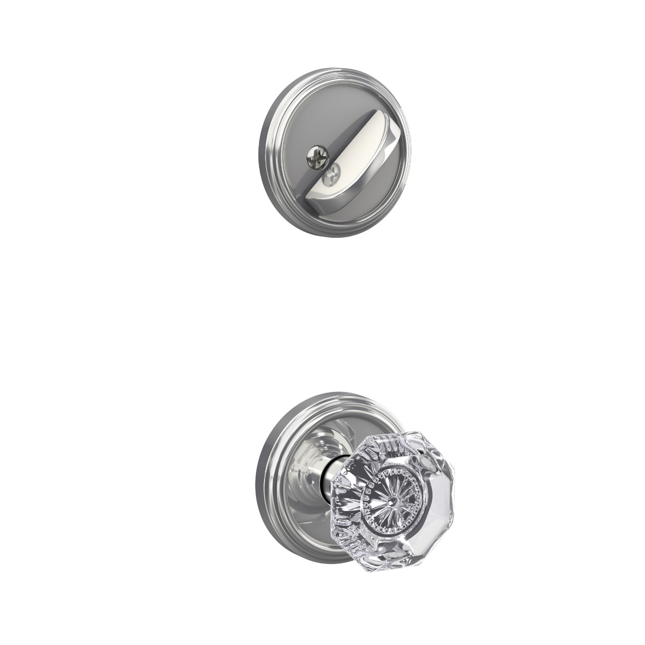 Single Cylinder Handleset Interior with Alexandria Glass Knob