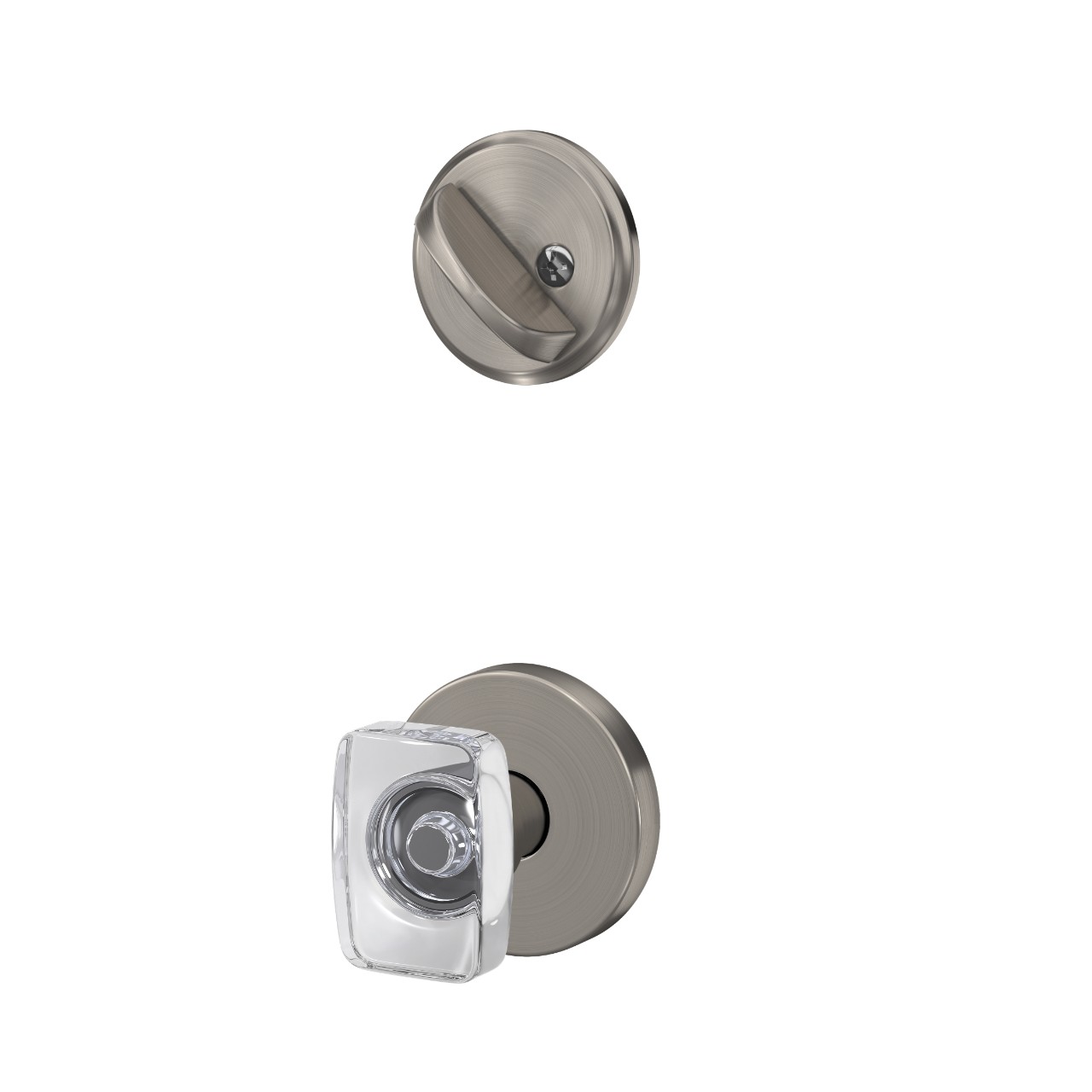 Single Cylinder Handleset Interior with Caine Glass Knob