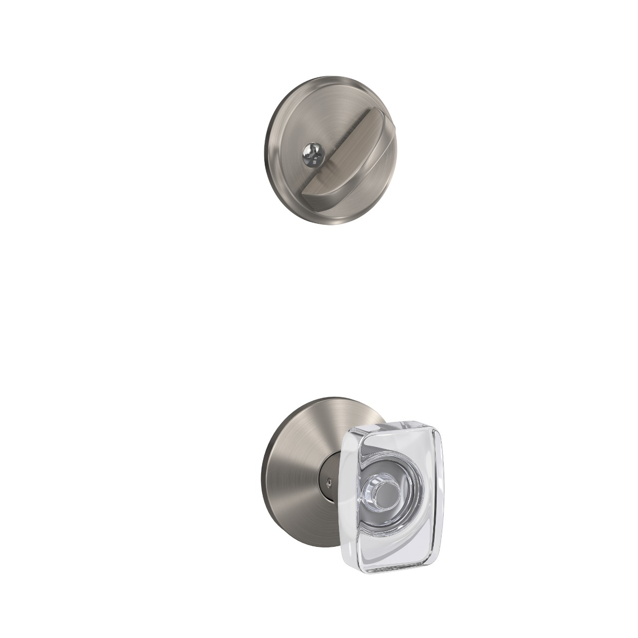 Single Cylinder Handleset Interior with Caine Glass Knob