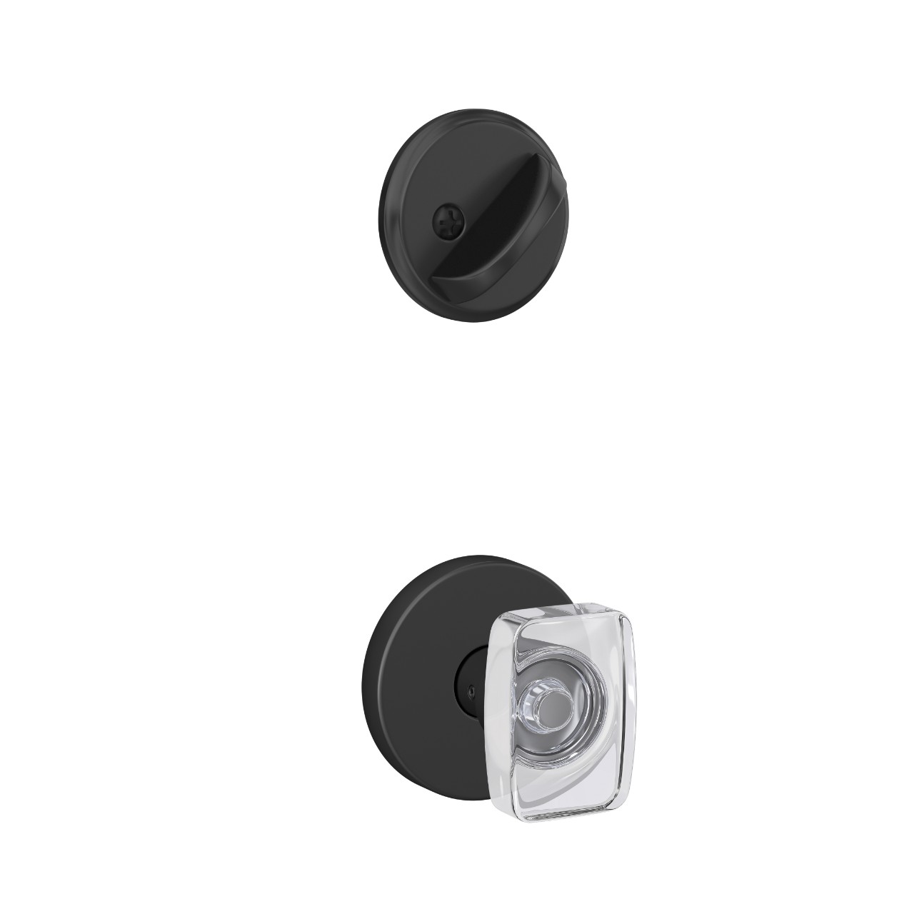 Single Cylinder Handleset Interior with Caine Glass Knob