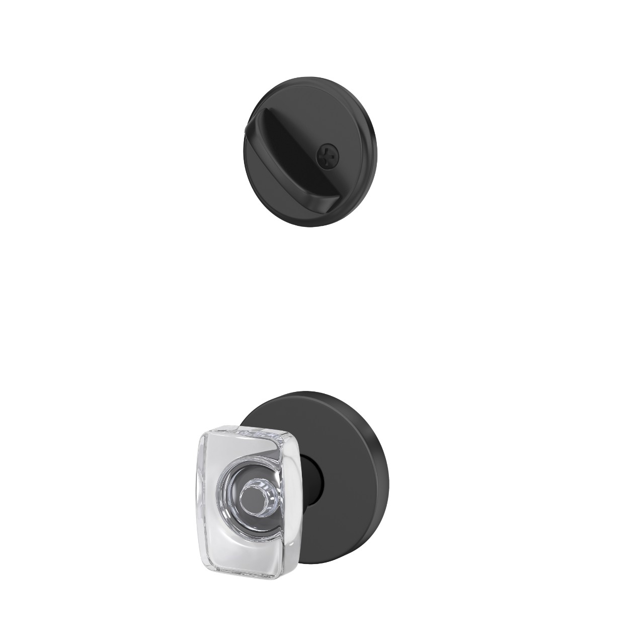 Single Cylinder Handleset Interior with Caine Glass Knob