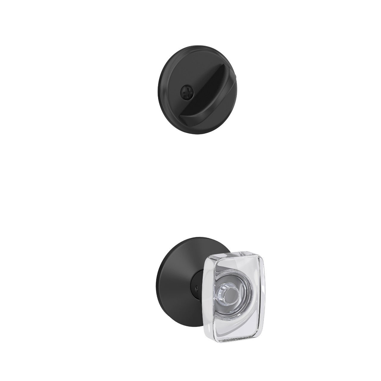 Single Cylinder Handleset Interior with Caine Glass Knob