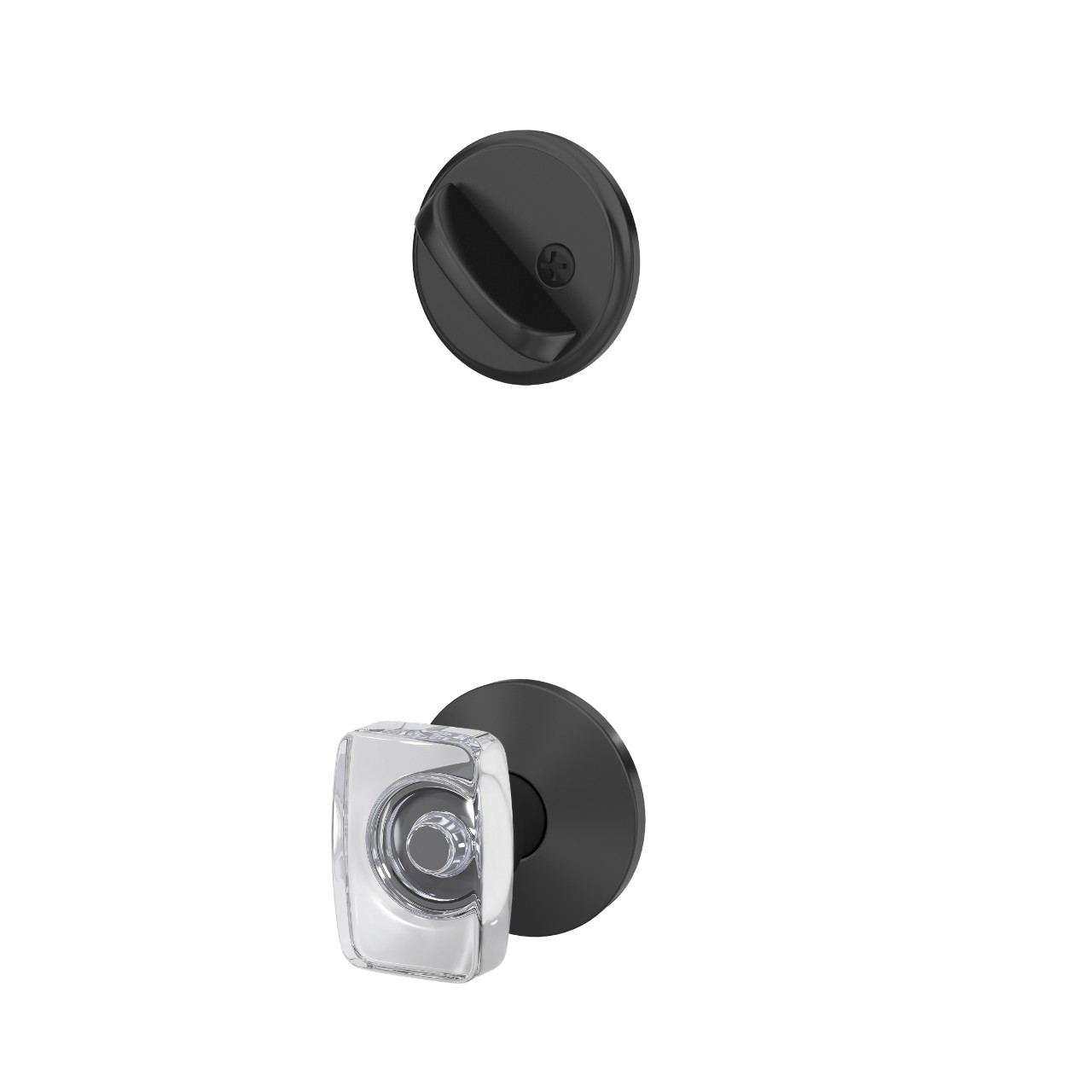Single Cylinder Handleset Interior with Caine Glass Knob