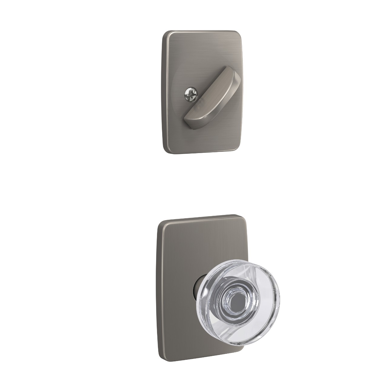Single Cylinder Handleset Interior with Dawes Glass Knob