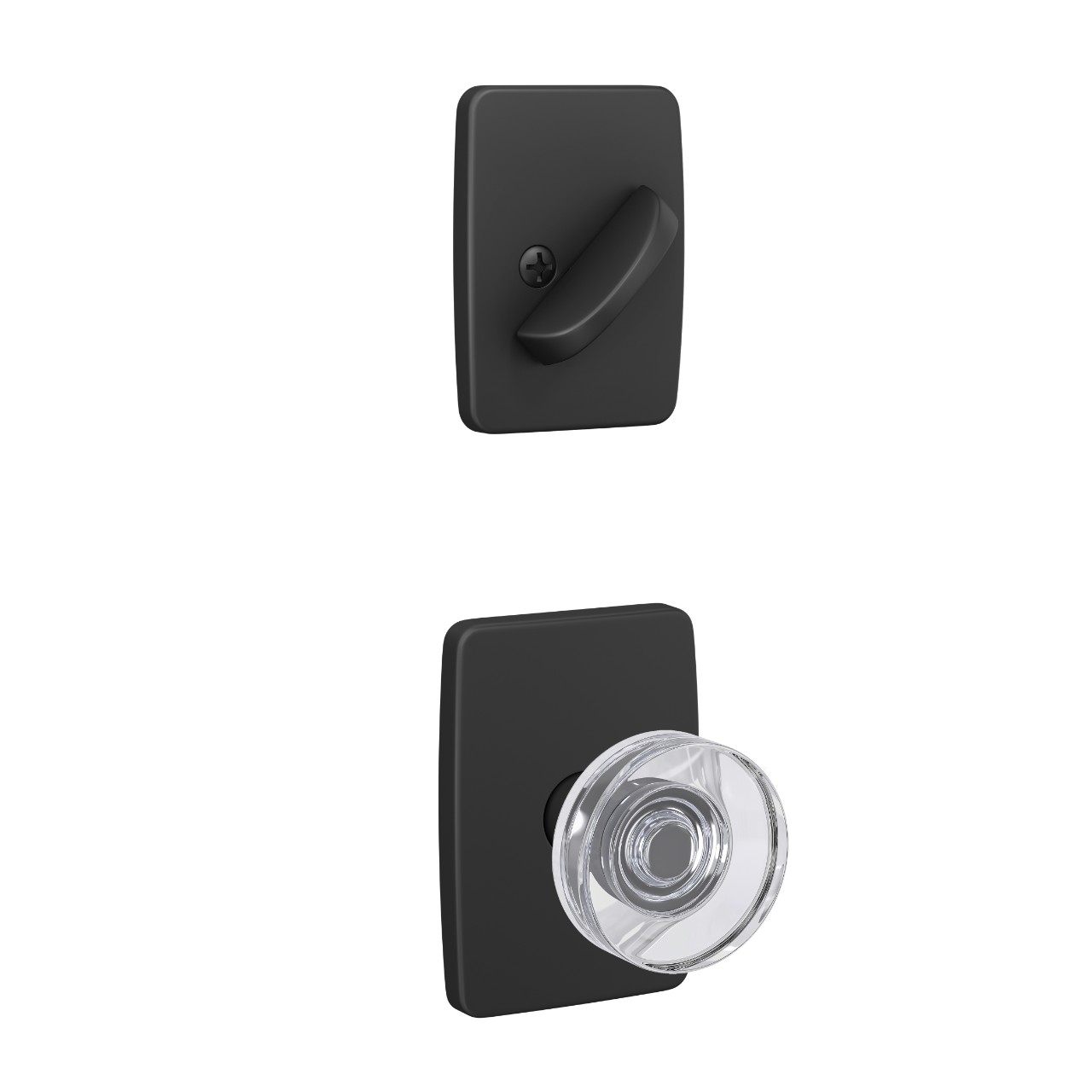 Single Cylinder Handleset Interior with Dawes Glass Knob