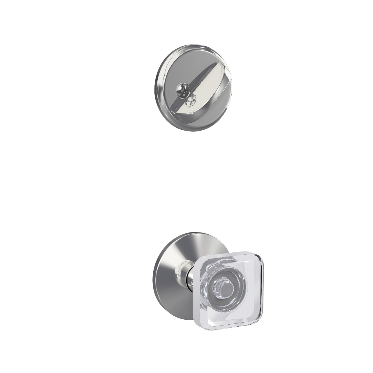 Single Cylinder Handleset Interior with Kyle Glass Knob