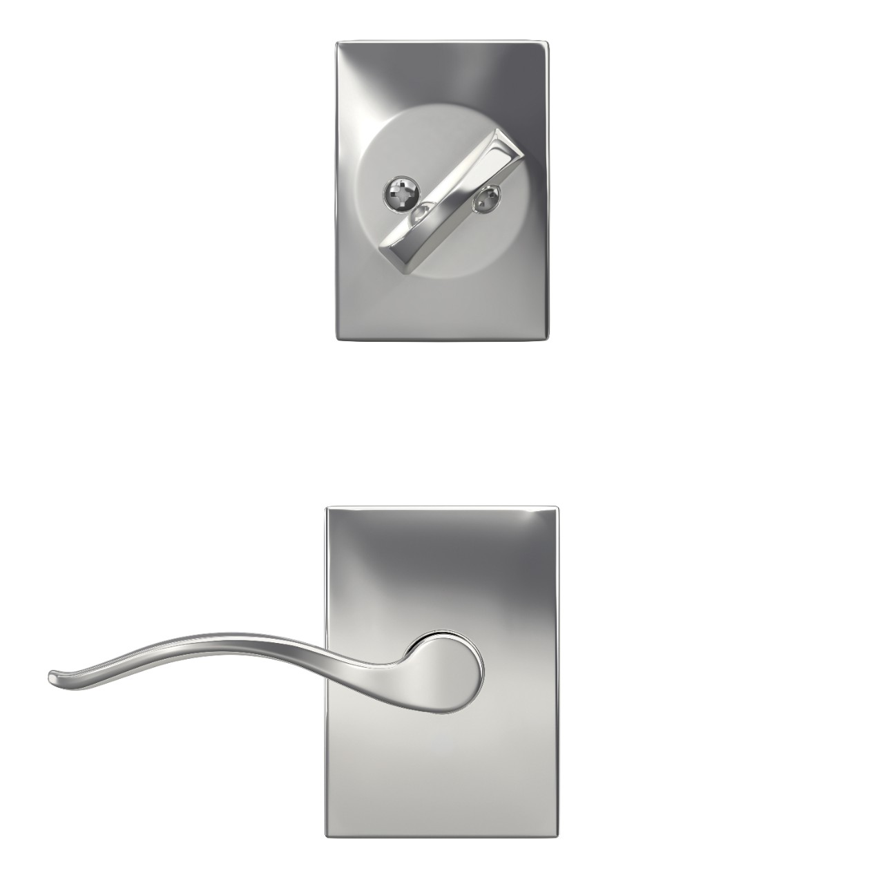 Single Cylinder Handleset Interior with Pennant Lever
