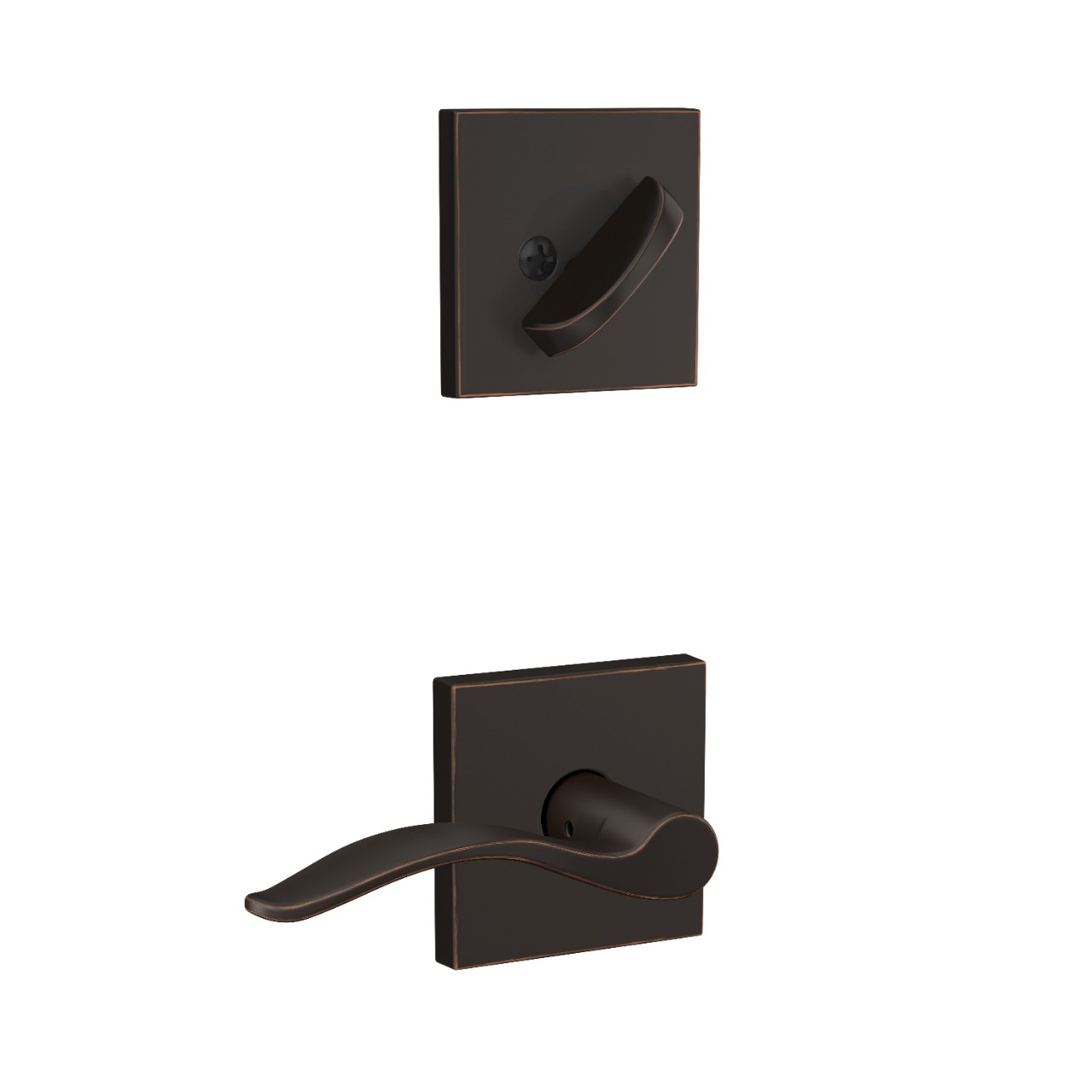 Single Cylinder Handleset Interior with Pennant Lever