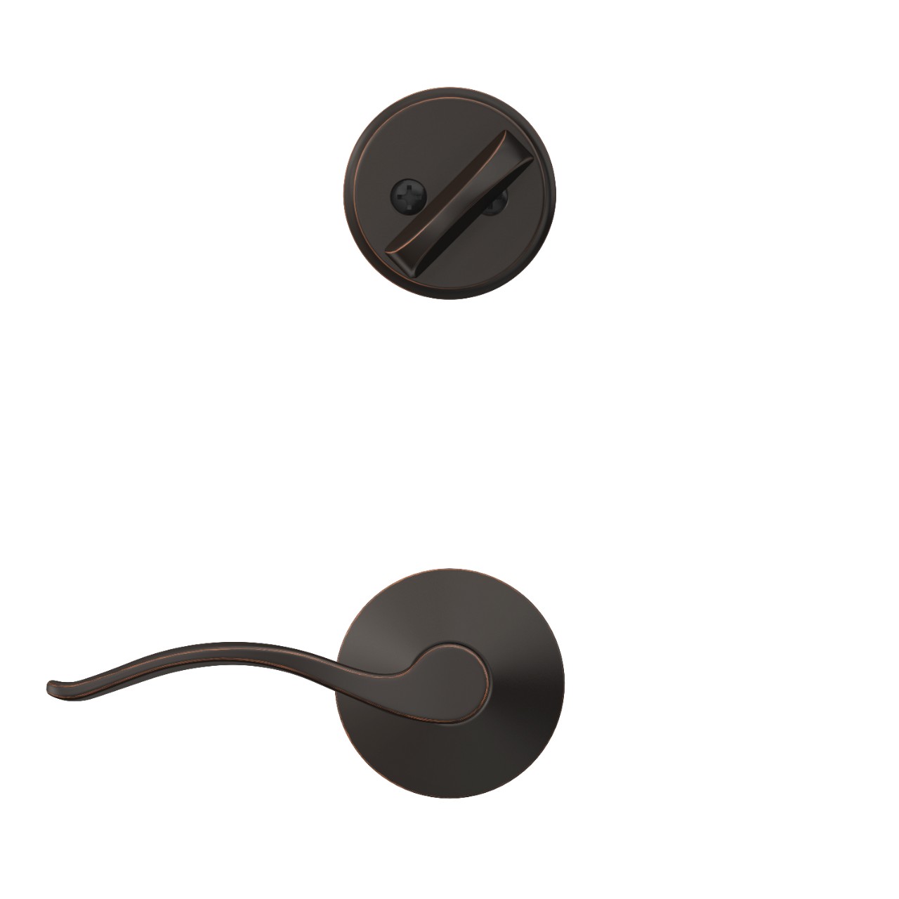 Single Cylinder Handleset Interior with Pennant Lever