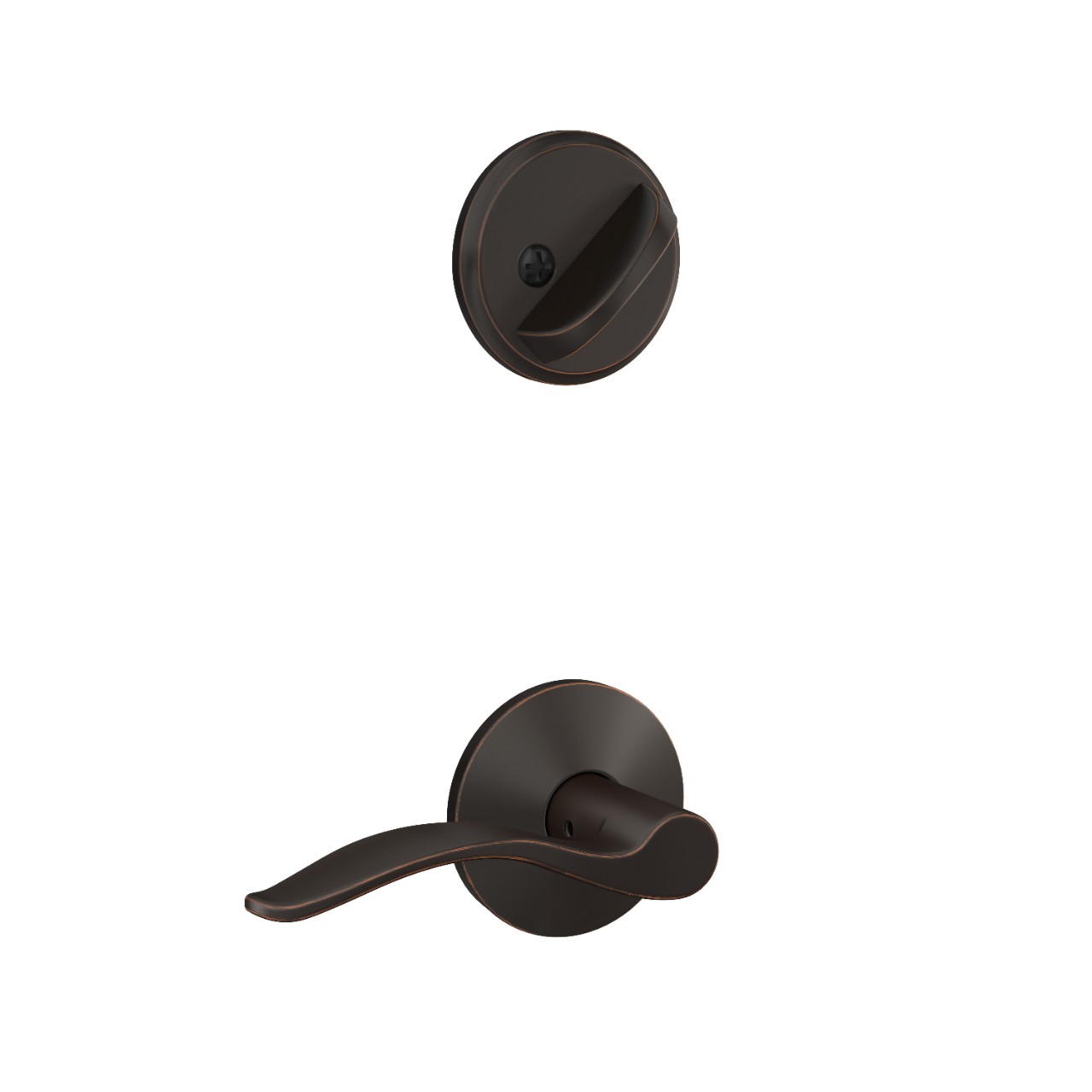 Single Cylinder Handleset Interior with Pennant Lever