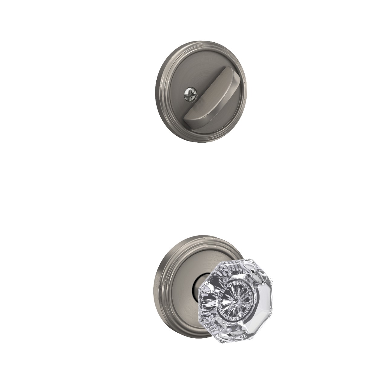 Inactive Handleset Interior with Alexandria Glass Knob